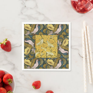 Serviette En Papier Pigeon Blue Yellow Fish Art Nouveau