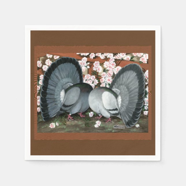 Serviette En Papier Pigeons fantastiques jumelés (Devant)
