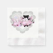 PIGS MARIAGE Cocktail NAPKINS blanc