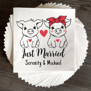 Serviette En Papier Pigs Marié Groom Farm Grange Juste Marié Mariage