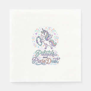 Serviette En Papier Pilates de licorne et poussière de fée sur fond bl
