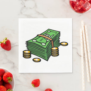 Serviette En Papier Pile d'argent avec pièces d'argent