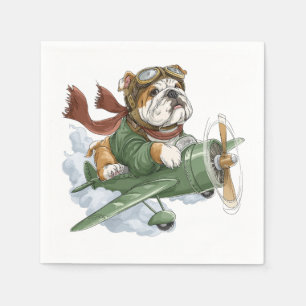 Serviette En Papier Pilote d'avion Bulldog anglais