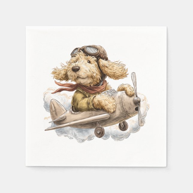 Serviette En Papier Pilote d'avion Goldendoodle (Devant)