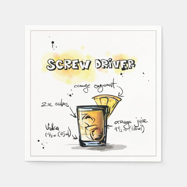 Serviette En Papier Pilote de vis Boire Recette Cocktail Napktail (Devant)