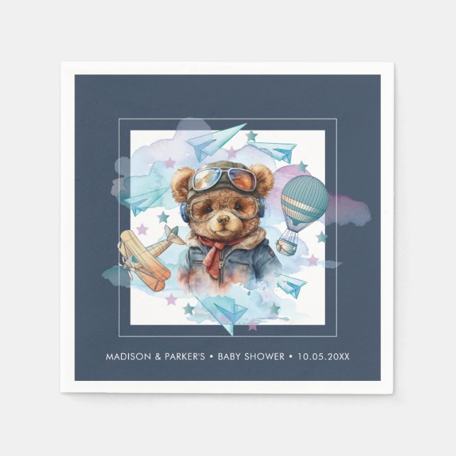 Serviette En Papier Pilote Teddy Bear Baby shower-Anniversaire (Devant)