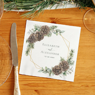 Serviette En Papier Pin d'hiver rustique Mariage de verdure