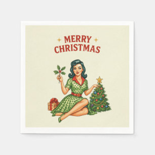 Serviette en papier Pin-Up pour un Noël rétro 