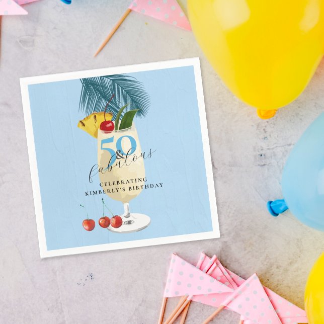 Serviette En Papier Pina Colada Cherry Cocktail 50e fête d'anniversair (Créateur téléchargé)