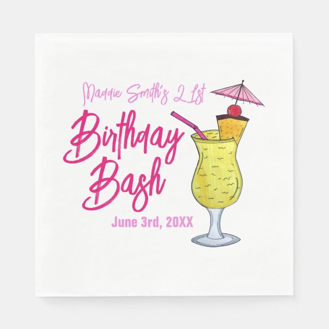 Serviette En Papier Piña Colada Puerto Rican Pineapple Cocktail Party (Devant)