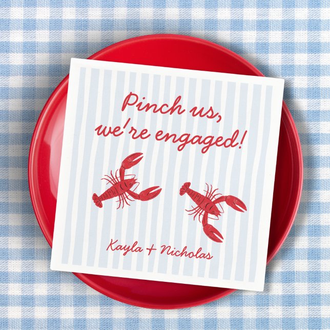 Serviette En Papier Pincez Nous Nous Sommes Fiancés Ébullition de Écre (Pinch Us We’re Engaged Crawfish Boil Southern Napkins)