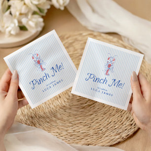 Serviette En Papier Pinch Me Vintage Homard Rayure Bleue
