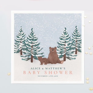 Serviette En Papier Pine Arbres Bébé Ours Baby shower d'hiver