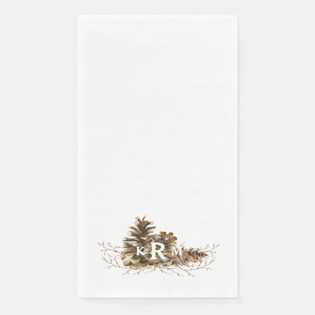 Serviette En Papier Pine Cone Monogram Serviettes invités (Devant)