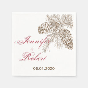 Serviette En Papier Pine Cone Nature Mariage Napkin