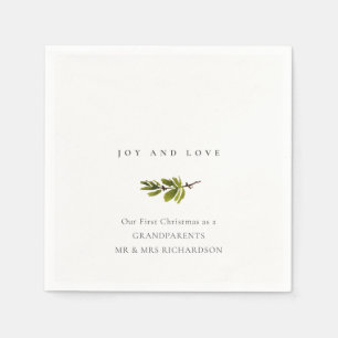 Serviette En Papier Pine Minimale Branche Notre premier Noël Joie & A