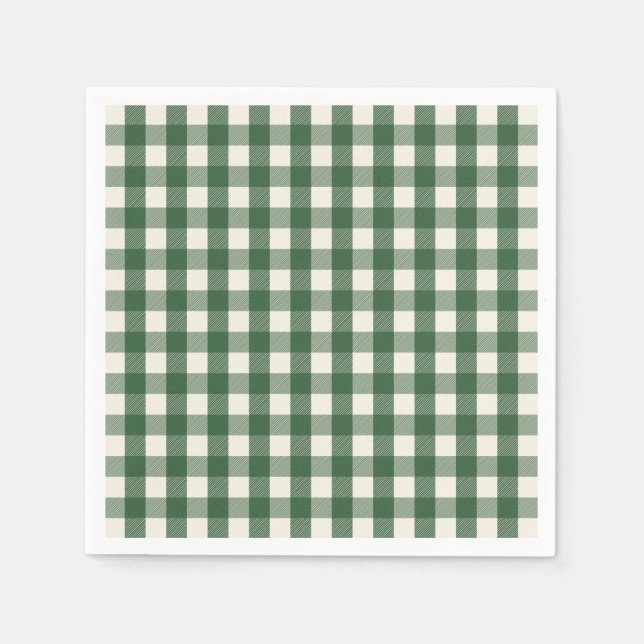 Serviette En Papier Pine Needle Lane - Pine Green Gingham Pattern (Devant)