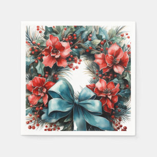 Serviette En Papier Pine Wreath avec Holly Christmas