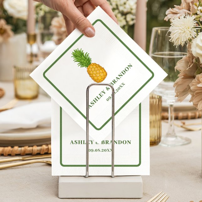 Serviette En Papier Pineapple Tropical Beach Coastal Retro Wedding (Créateur téléchargé)
