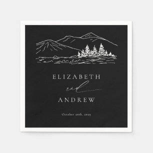 Serviette En Papier Pinède Forêt Rustique Montagnes Mariage