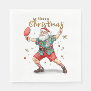 Serviette En Papier Ping pong de Noël avec le Père Noël
