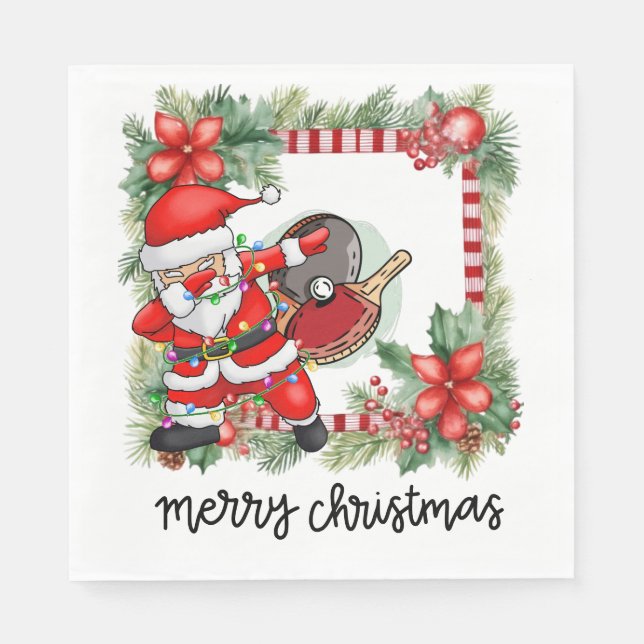 Serviette En Papier Ping Pong Table Tennis Thème de Noël (Devant)