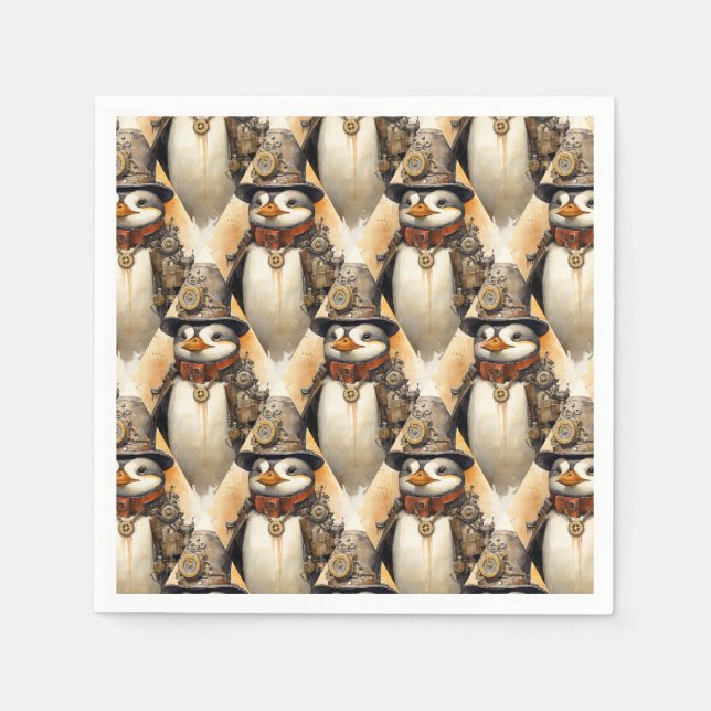 Serviette En Papier Pingouin à vapeur 1 Motif (Devant)