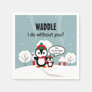 Serviette En Papier Pingouin Bébé Gris Mignonne En Neige D'Hiver