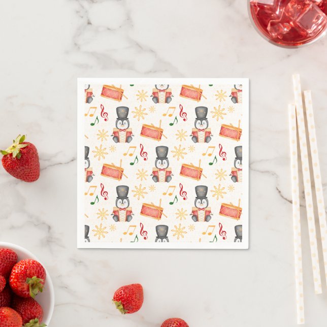 Serviette En Papier Pingouin Casse-noix rouge mou (En situation)