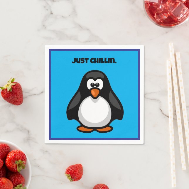 Serviette En Papier Pingouin de dessin cool - Juste Chillin' Arctic Vi (En situation)