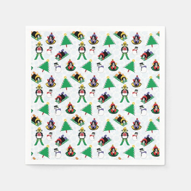Serviette En Papier Pingouin de Noël (Devant)