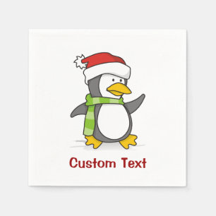 Serviette En Papier Pingouin de Noël marchant sur la neige
