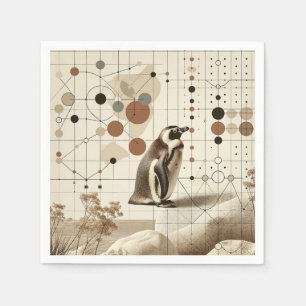 Serviette En Papier Pingouin en Taupe Beige en Géométrie Motif et Natu
