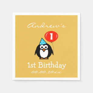 Serviette En Papier Pingouin personnalisé 1er Anniversaire serviettes
