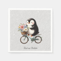 Pingouins à bicyclettes florales