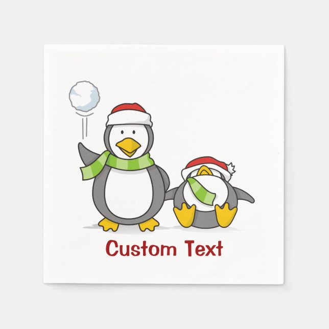 Serviette En Papier Pingouins de Noël (Devant)