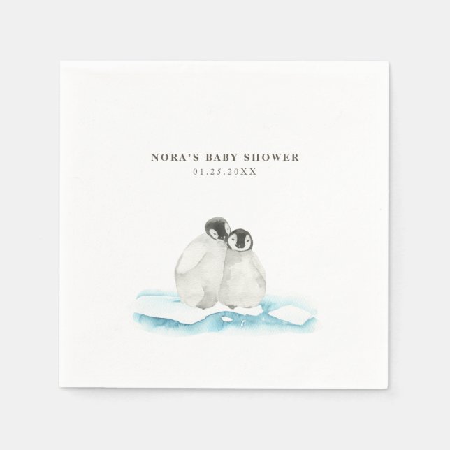 Serviette En Papier Pingouins mignons Hiver Arctique (Devant)