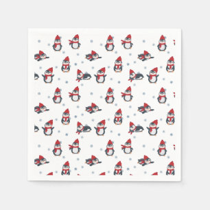 Serviette En Papier Pingouins mignons Oiseaux d'hiver Animaux de l'Arc
