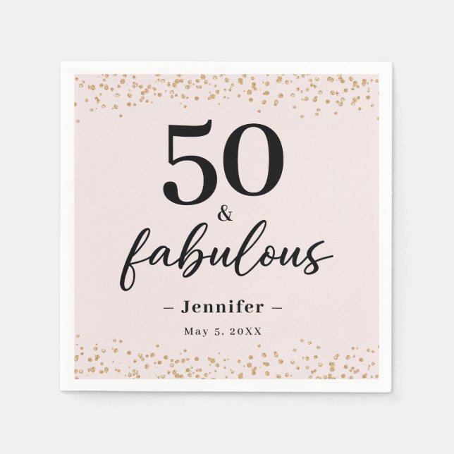 Serviette En Papier Pink 50 et fabuleuse fête d'anniversaire (Devant)