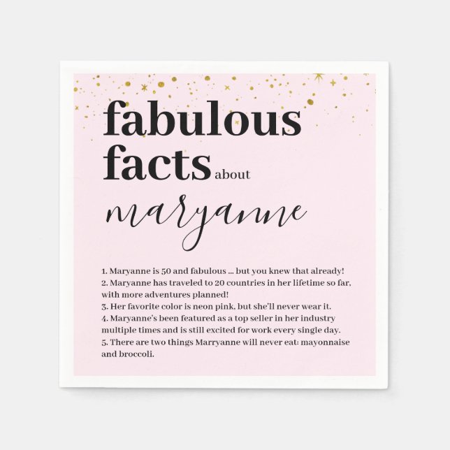 Serviette En Papier Pink 50 et Fabulous Fun Fact Anniversaire (Devant)
