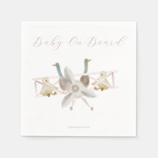 Serviette En Papier Pink Airplane Baby Shower Napkins