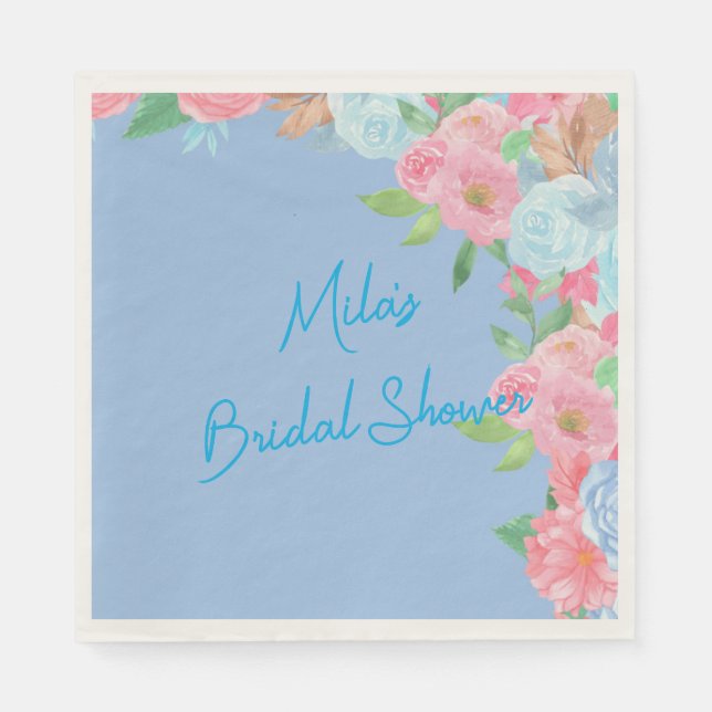 Serviette En Papier pink and blue floral (Devant)