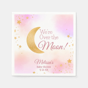 Serviette En Papier Pink and Gold Nous sommes sur le Baby shower de fi