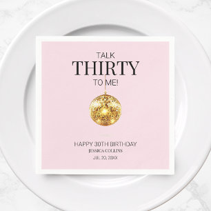 Serviette En Papier Pink and Gold Talk Trente à moi 30e anniversaire