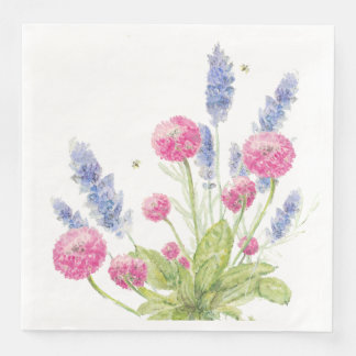 Serviette En Papier Pink and Lavender Dinner Flowers Napkins