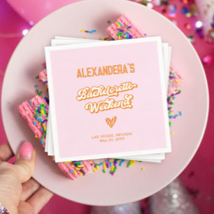 Serviette En Papier Pink and Orange Beach Bachelorte Party