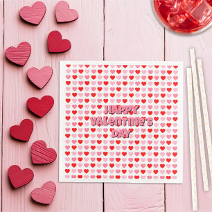 Serviette En Papier Pink and Red Happy Valentine's Day Heart Motif