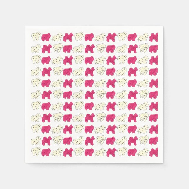 Serviette En Papier Pink Animal Crackers Cookies Circus Anniversaire (Devant)