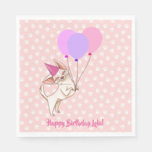 Serviette En Papier Pink Baby Girl Chihuahua Anniversaire serviettes