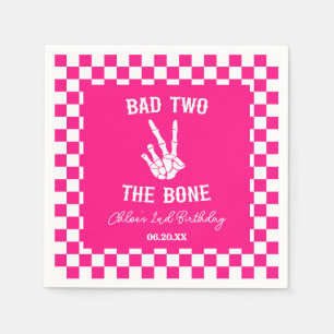 Serviette En Papier Pink Bad Two The Bone Skeleton 2e fête d'anniversa